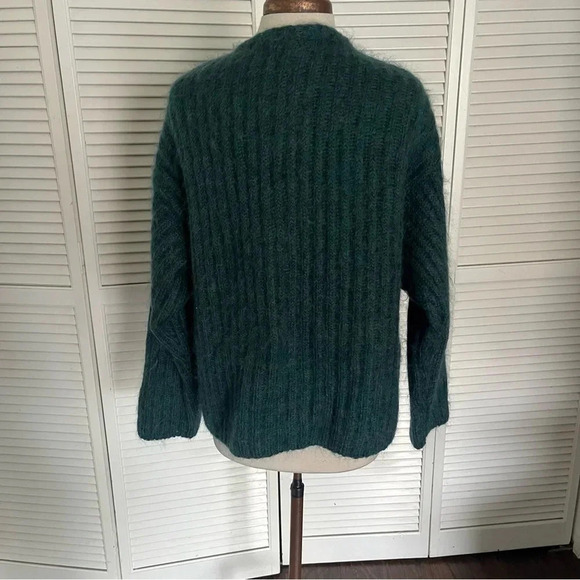 Vintage Express green cardigan sweater mohair button front chunky knit medium - Picture 3 of 9